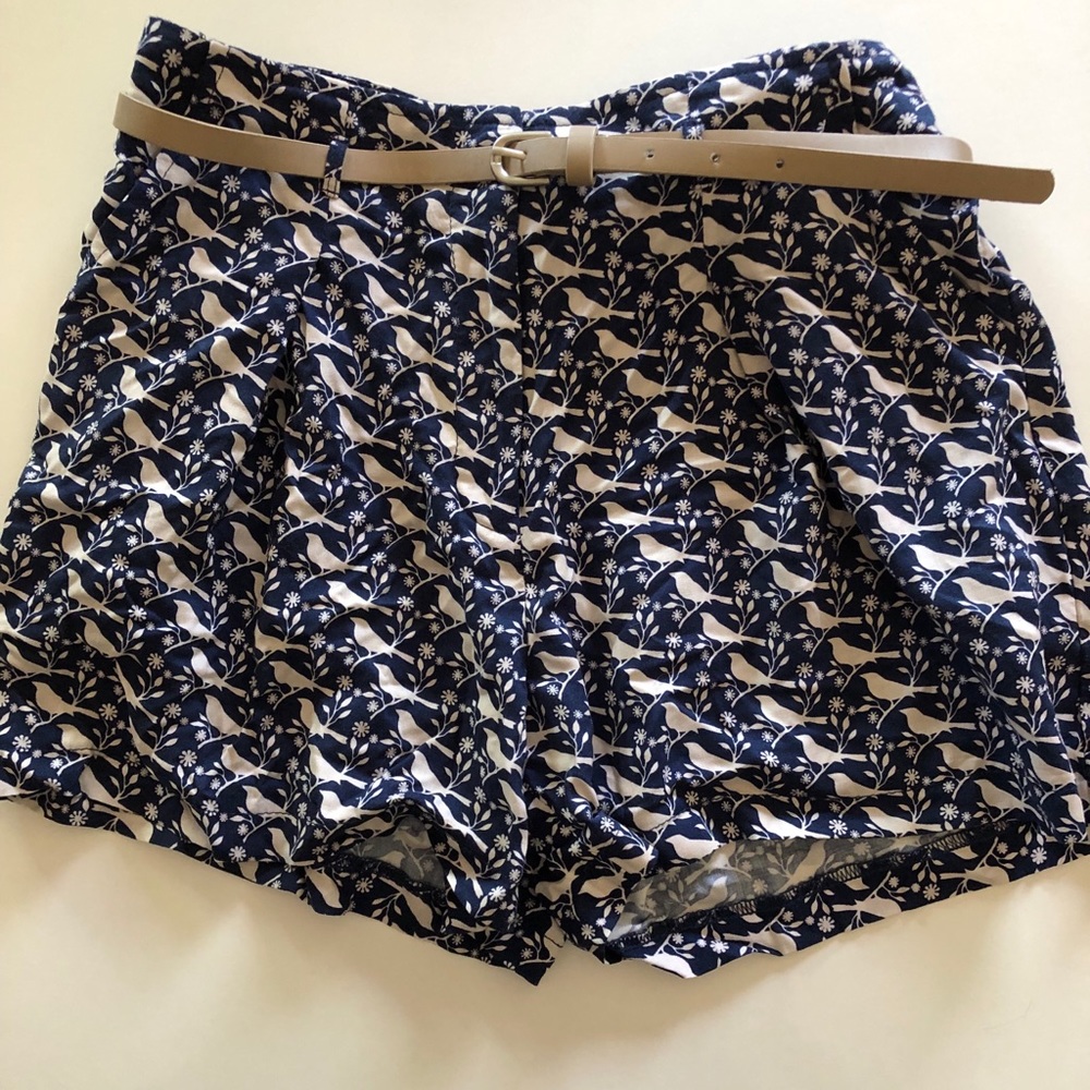 Blue/White Shorts with belt